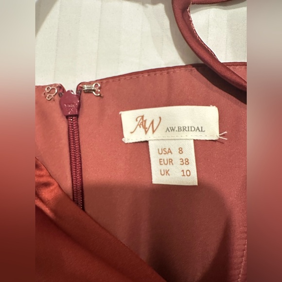 AW Bridal Adeliza Dress Size 8 Burgundy Satin Charmeuse NEW! - Picture 8 of 13